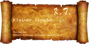 Kleiner Tivadar névjegykártya